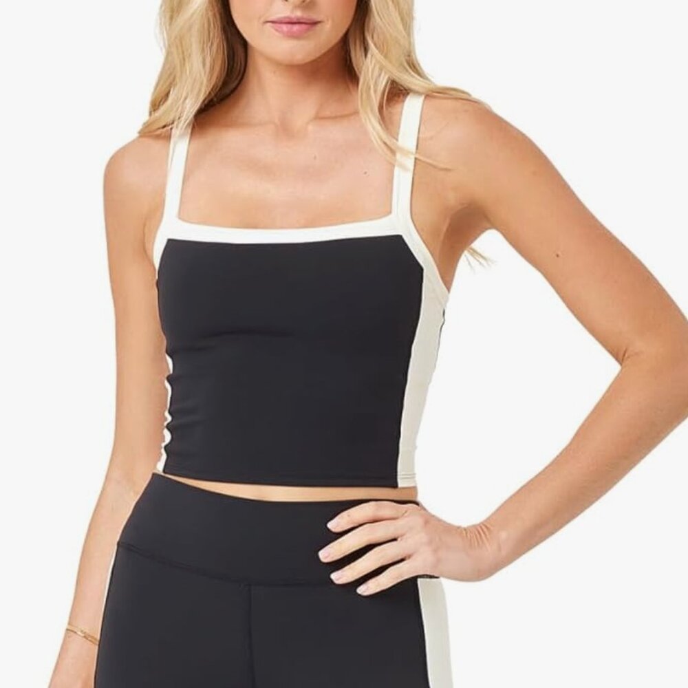 L*Space Active Sidelines Top, Black and Cream,, Size Small, NWT